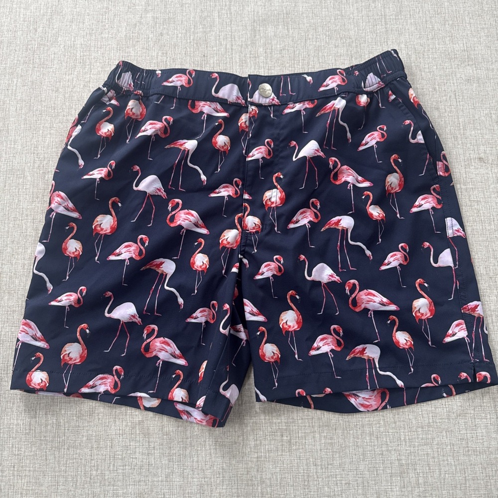 Mosmann‎ Australia Swim Trunks Men's Medium Navy Pink Flamingo Beach Pool Resort